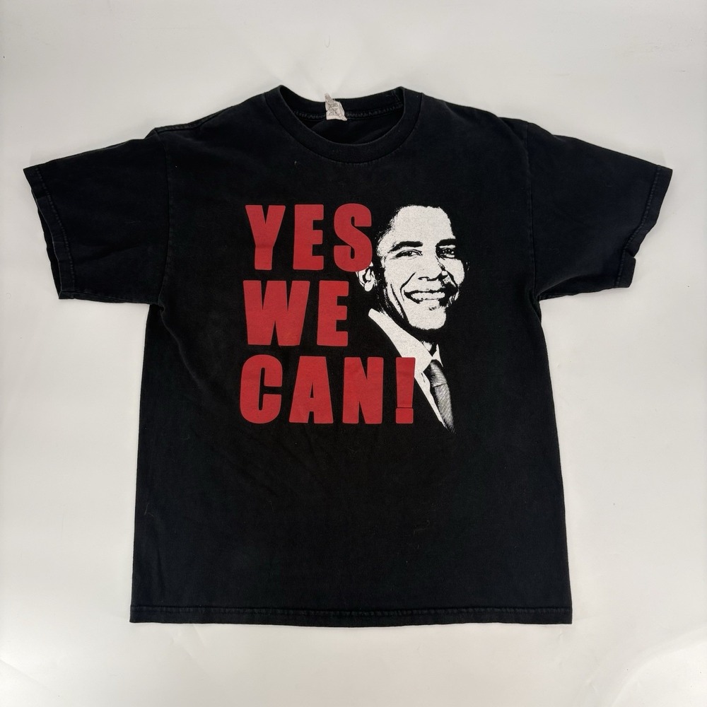 Barack Obama Yes We Can United States Of America President Black T Shirt Large